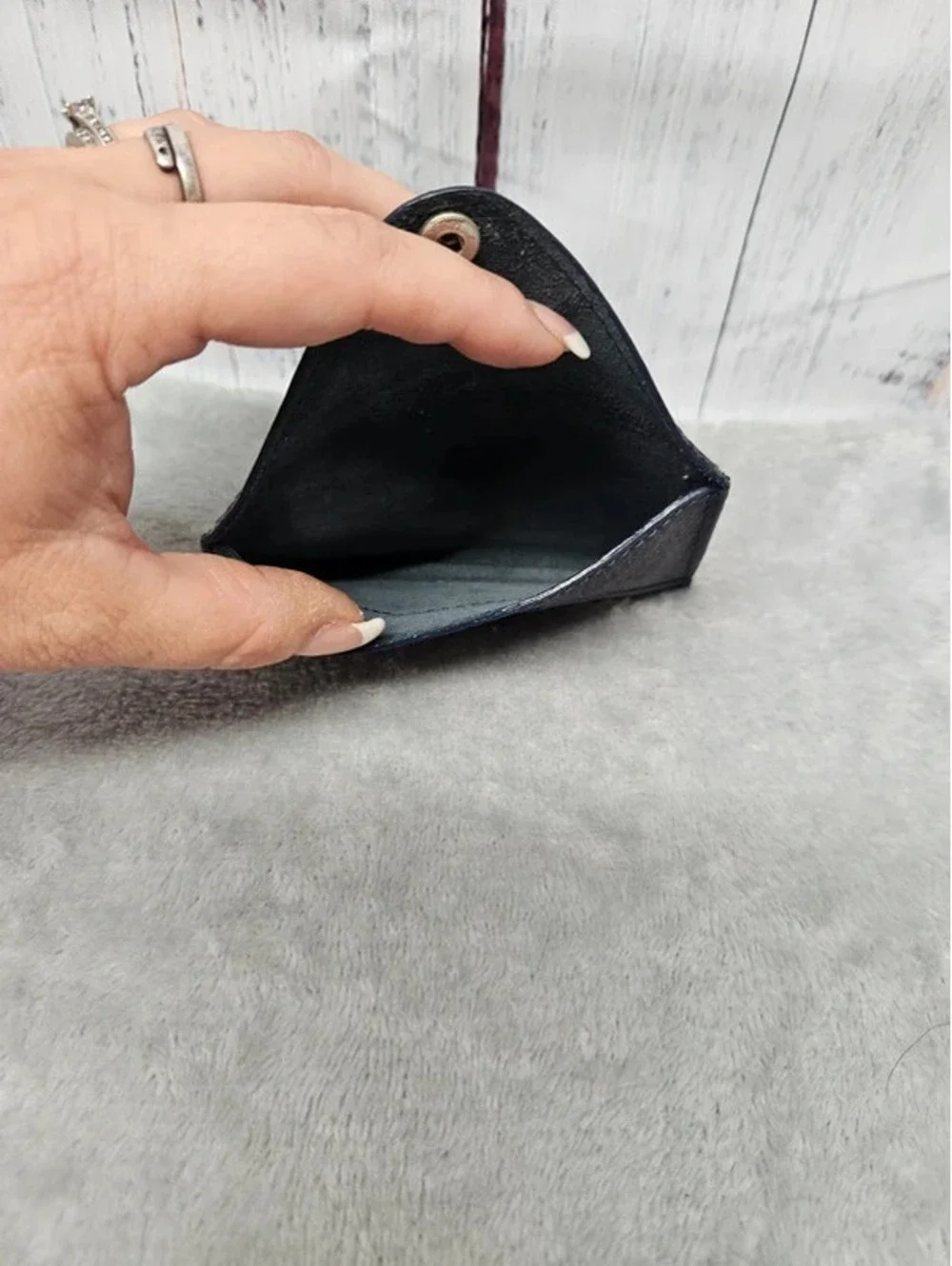 Navy Blue Leather Card Holder